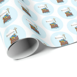 Aanpasbaar, Doopfeest Noah's Ark voor baby jongen Cadeaupapier
