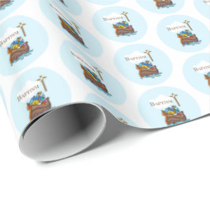 Aanpasbaar, Doopfeest Noah's Ark voor baby jongen Cadeaupapier