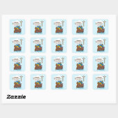 Aanpasbaar, Doopfeest Noah's Ark voor baby jongen Vierkante Sticker (Vel)