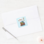 Aanpasbaar, Doopfeest Noah's Ark voor baby jongen Vierkante Sticker (Envelop)