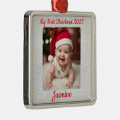 Aanpasbaar eerste kerstvierkant voor baby's metalen ornament (Rechts)