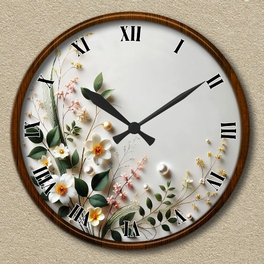 Aanpasbaar Elegant Bloemendesign Ronde Klok