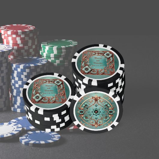 Aanpasbaar elegant koperen turquoise frame poker chips