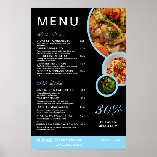 Aanpasbaar Elegant Restaurant Menu Poster (Voorkant)