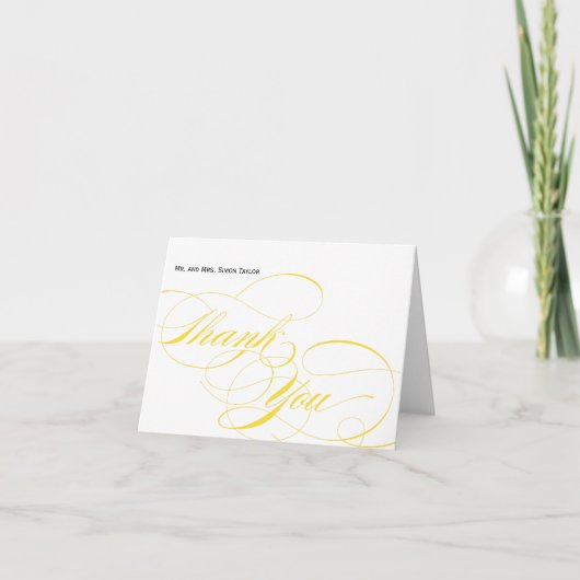 Aanpasbaar Elegant Script Bedankkaartje - Geel Bedankkaart (Voorkant)