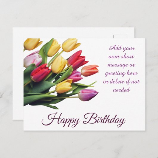 Aanpasbaar elegant tulpboeket verjaardag briefkaart (Voorkant / Achterkant)