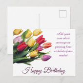 Aanpasbaar Ellegant Boeket van Tulpen Verjaardag Briefkaart (Voorkant / Achterkant)