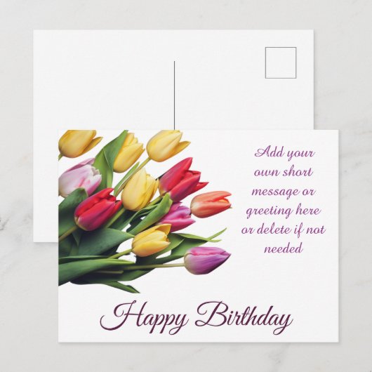 Aanpasbaar Ellegant Boeket van Tulpen Verjaardag Briefkaart (Voorkant / Achterkant)