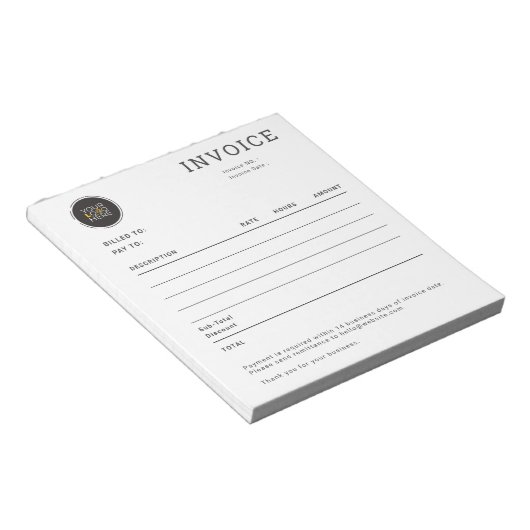 Aanpasbaar factuurbon voor kleine bedrijven notitieblok (Schuin)