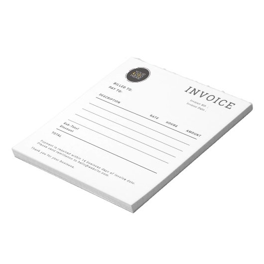Aanpasbaar factuurbon voor kleine bedrijven notitieblok (Linkerzijde)