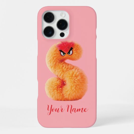 Aanpasbaar Fluffy Monster S Initiaal iPhone Hoesje (Achterkant)