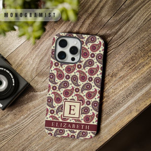 Aanpasbaar Geel Wit Paars Rood Paisley iPhone 15 Pro Max Case
