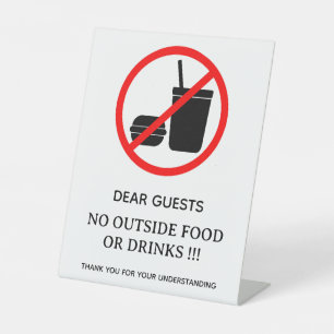 Aanpasbaar Geen Externe Eten of Dranken Beleid Reclamebord Met Voetstuk