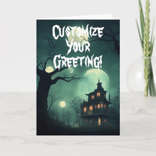 Aanpasbaar Gehaunted House Vouwkaart Kaart (Voorkant)