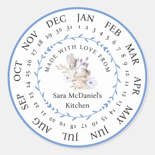 Aanpasbaar Gemaakt met Liefde Keuken Voedsel Stick Ronde Sticker (Voorkant)