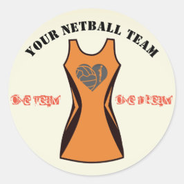 Aanpasbaar gepersonaliseerd netbalteam in kleur ronde sticker