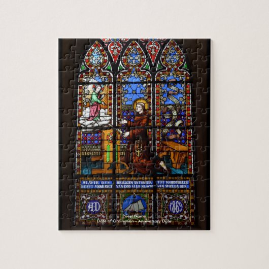 Aanpasbaar geschenk voor priester gebrandschilderd legpuzzel (Verticaal)