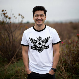 Aanpasbaar gevleugeld voetbal logo team ringer t-shirt