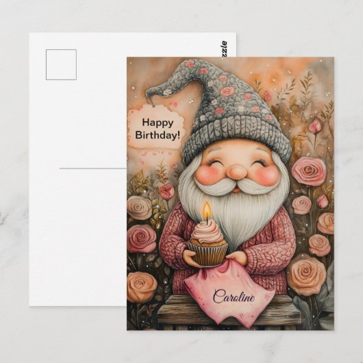 Aanpasbaar Gnome Verjaardagsontwerp Briefkaart (Voorkant / Achterkant)