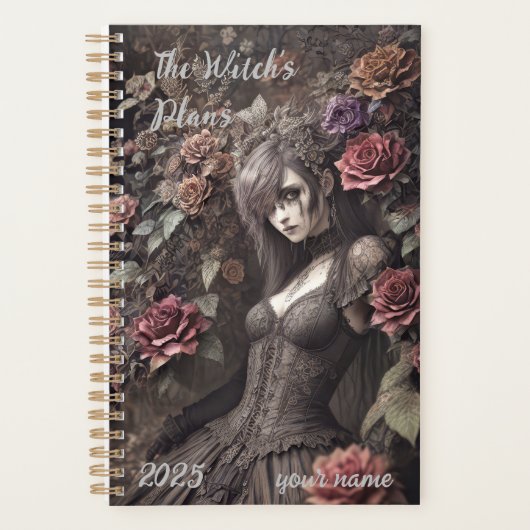 Aanpasbaar - "Gothic Witch Roos" Planner (Voorkant)