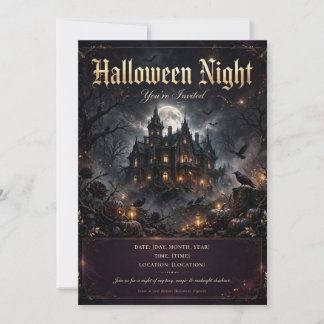 Aanpasbaar Gotisch Kasteel Halloween Nacht Feest I Kaart