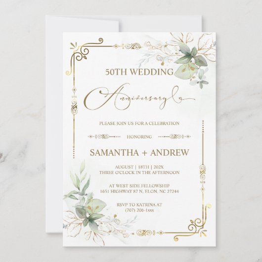 Aanpasbaar Gouden Jubileum Jaarfeest Kaart (Voorkant)