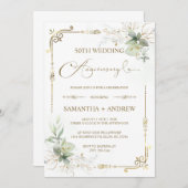 Aanpasbaar gouden jubileum jubileumfeest kaart (Voorkant / Achterkant)