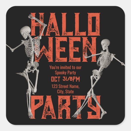 Aanpasbaar Halloween-dansfeest Vierkante Sticker (Voorkant)