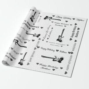 Aanpasbaar Happy Birthday Lichtpatroon Gitaar Cadeaupapier