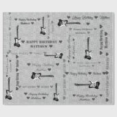 Aanpasbaar Happy Birthday Lichtpatroon Gitaar Cadeaupapier (Vlak)