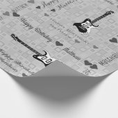 Aanpasbaar Happy Birthday Lichtpatroon Gitaar Cadeaupapier (Hoek)