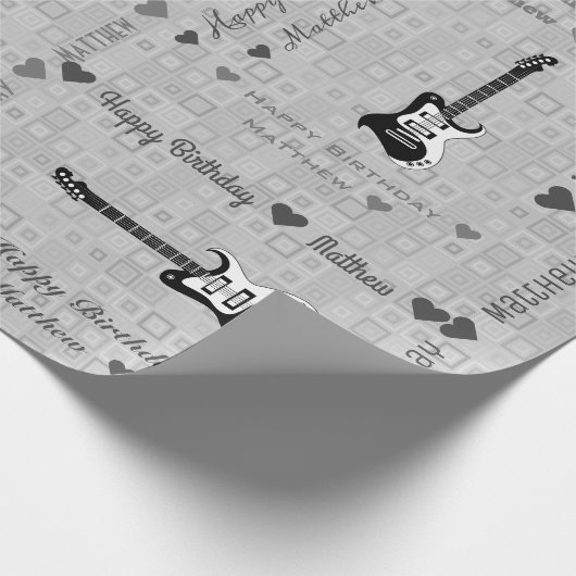 Aanpasbaar Happy Birthday Lichtpatroon Gitaar Cadeaupapier (Hoek)