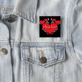 Aanpasbaar Hart Ontwerp, <Your Text> Vierkante Button 5,1 Cm (In situ)