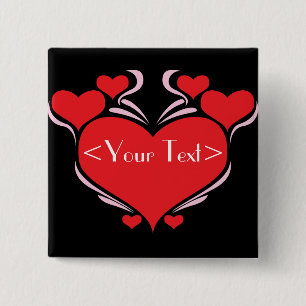 Aanpasbaar Hart Ontwerp, <Your Text> Vierkante Button 5,1 Cm