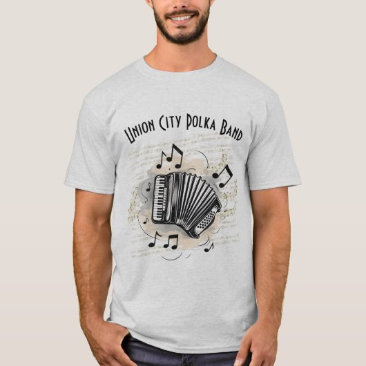 Aanpasbaar herenoverhemd met accordeonspeler t-shirt (Voorkant)