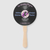 Aanpasbaar huwelijksprogramma in discostijl handwaaier (Voorkant)