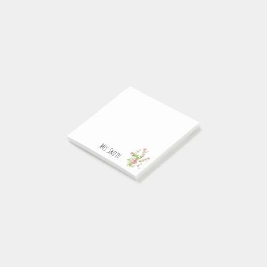 Aanpasbaar Initialen Bloemendesign Post-it® Notes (Schuin)