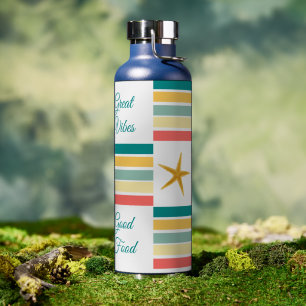 Aanpasbaar "Just Beachy"-logo met de status Black Waterfles