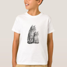 Aanpasbaar katje schets jongens t-shirt