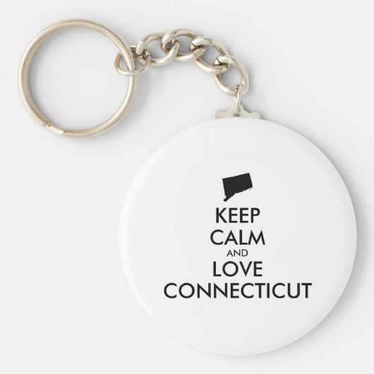 Aanpasbaar KEEP CALM en LIEFDE CONNECTICUT Sleutelhanger (Voorkant)
