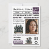 Aanpasbaar Krant Gothic Verjaardagsfeest Kaart (Voorkant)