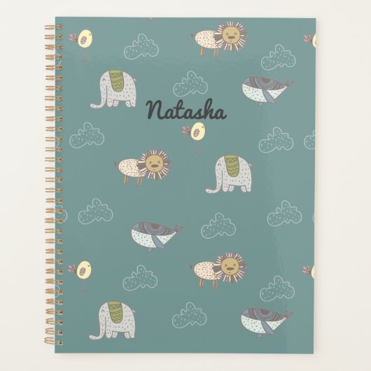 Aanpasbaar Leuke Scandinavische Dieren Patroon Planner (Voorkant)