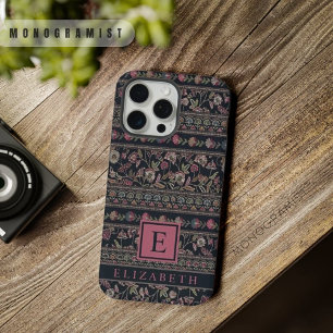 Aanpasbaar Licht Donkergrijs Roze Azteekse Patroon iPhone 15 Pro Max Case