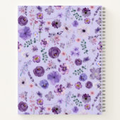 Aanpasbaar Lila Bloempatroon Botanisch Notitieboek (Achterkant)