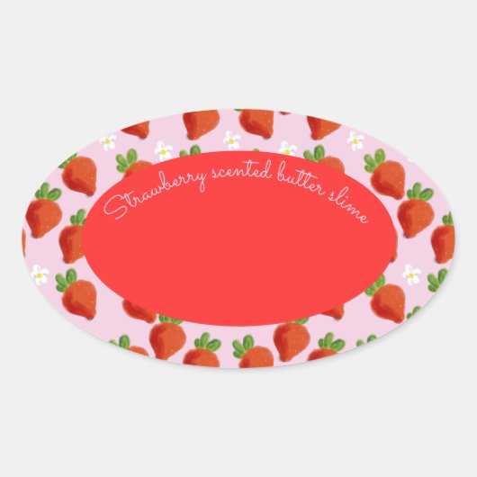Aanpasbaar logo-aardbeienslijm ovale sticker (Voorkant)
