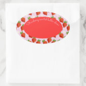 Aanpasbaar logo-aardbeienslijm ovale sticker (Tas)