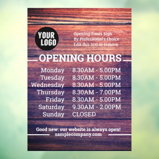 Aanpasbaar logo en openingsuren van het bedrijf raamsticker (Vel 3)