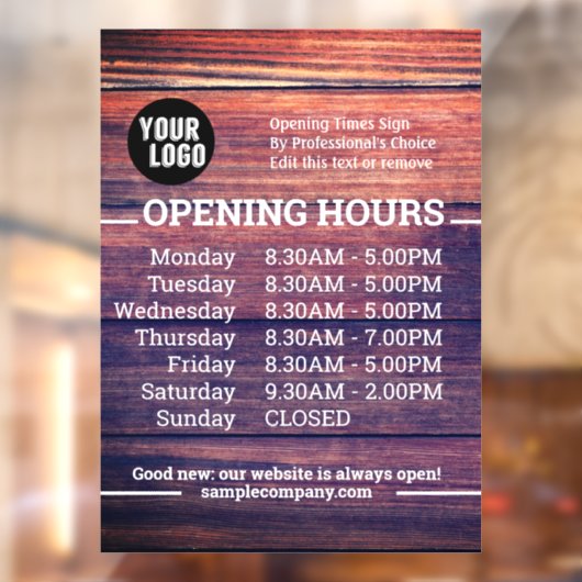 Aanpasbaar logo en openingsuren van het bedrijf raamsticker (Vel 2)