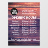 Aanpasbaar logo en openingsuren van het bedrijf raamsticker (Vel)