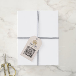 Aanpasbaar logo en QR-code Zachte warme ivoor Cadeaulabel